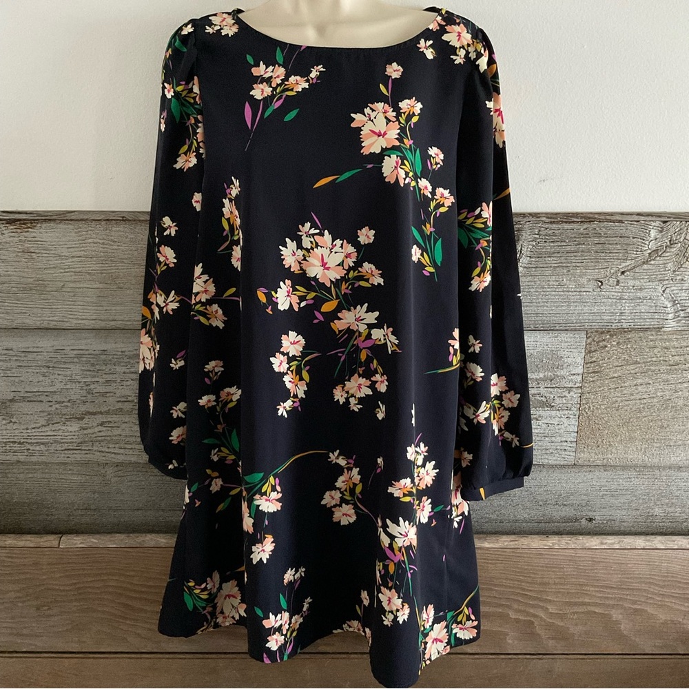 Lulus navy floral print long sleeve dress size medium